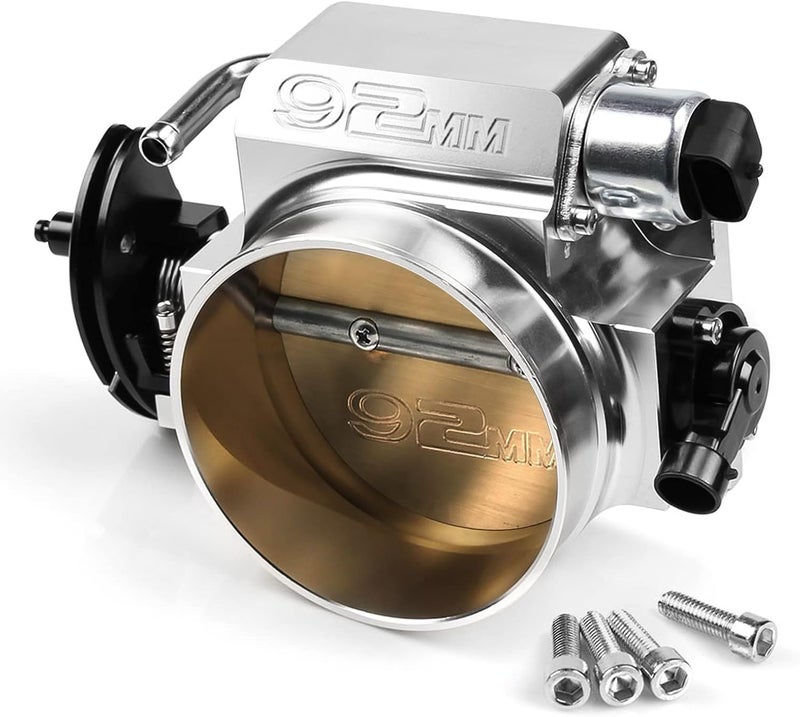 Endxedo 92mm Throttle Body for LS1 LS2 LS6 LS3 LS LS7 SX LS 4 Bolt Throttle Body with Throttle Position Sensors TPS IAC Aluminum Silver - Image 1
